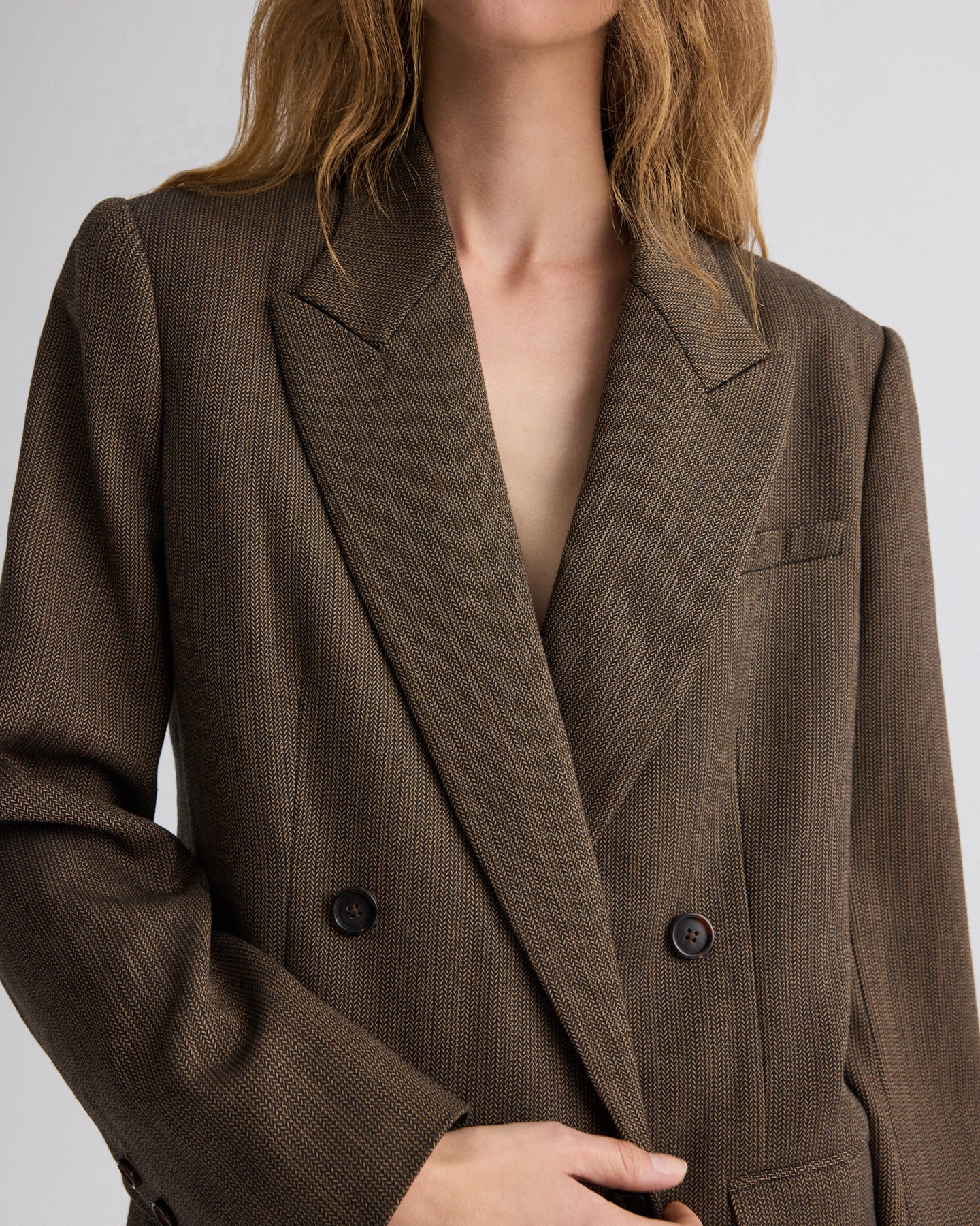 Taupe Harper Blazer in Stretch Wool | TWP