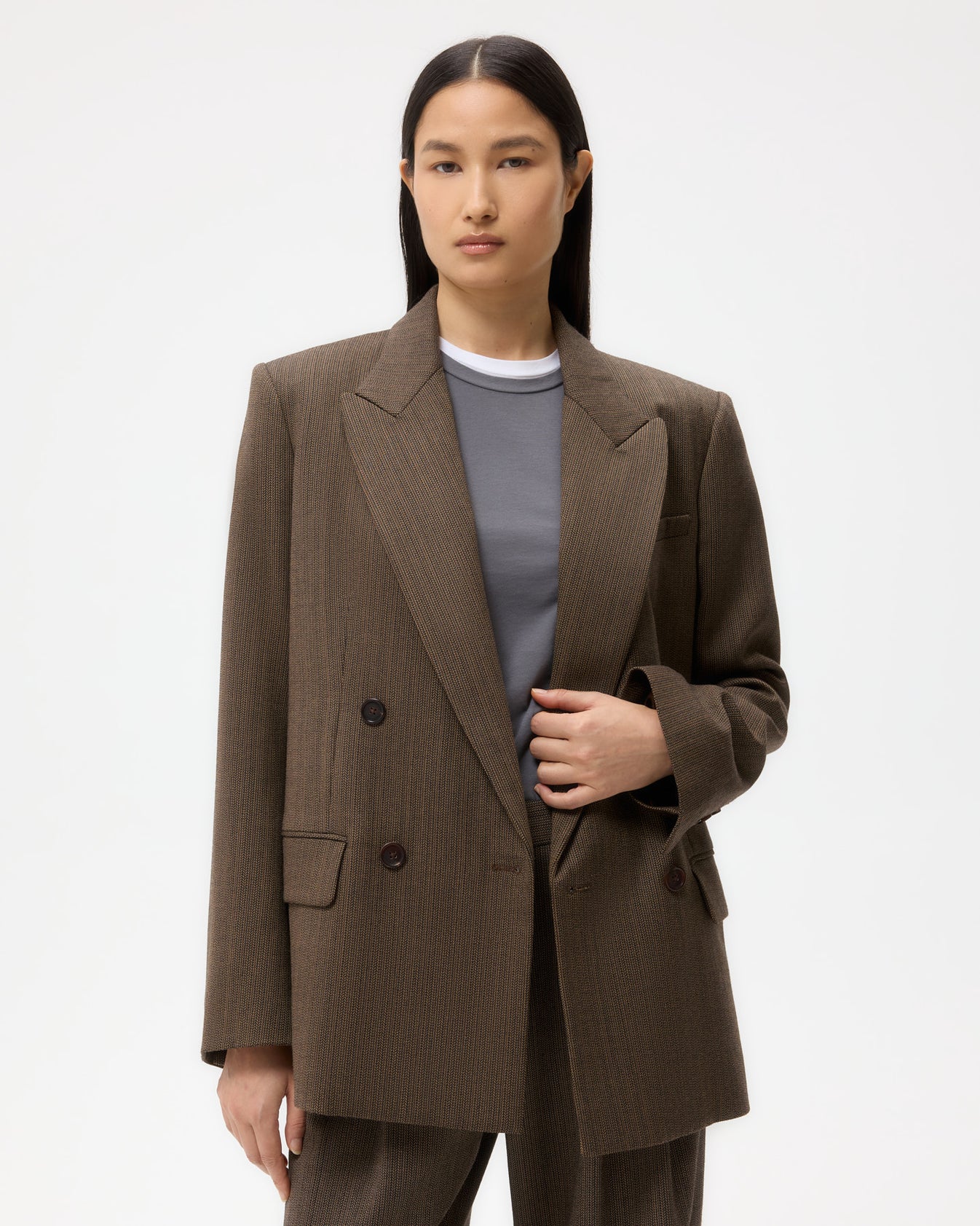 TWP Taupe Harper Blazer in Stretch Wool view 1