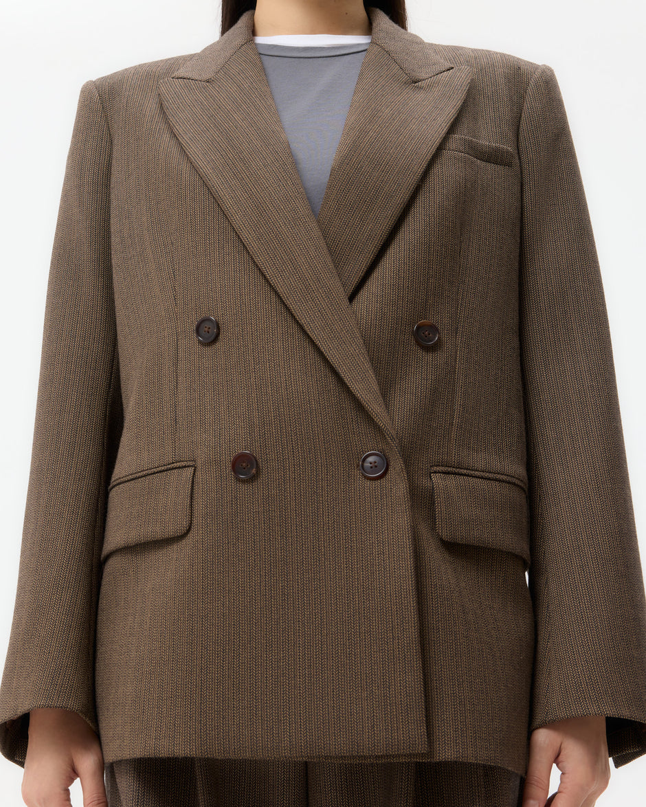 TWP Taupe Harper Blazer in Stretch Wool view 2