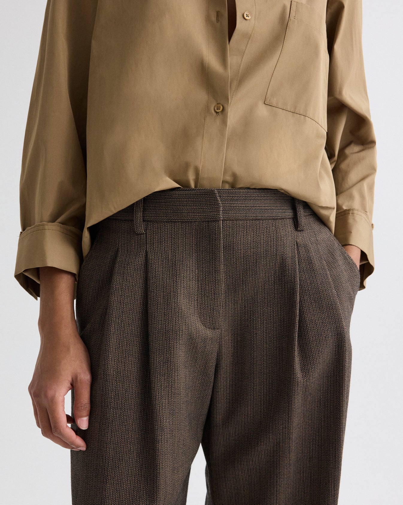 TWP Taupe Sulli Pant in Stretch Wool view 2