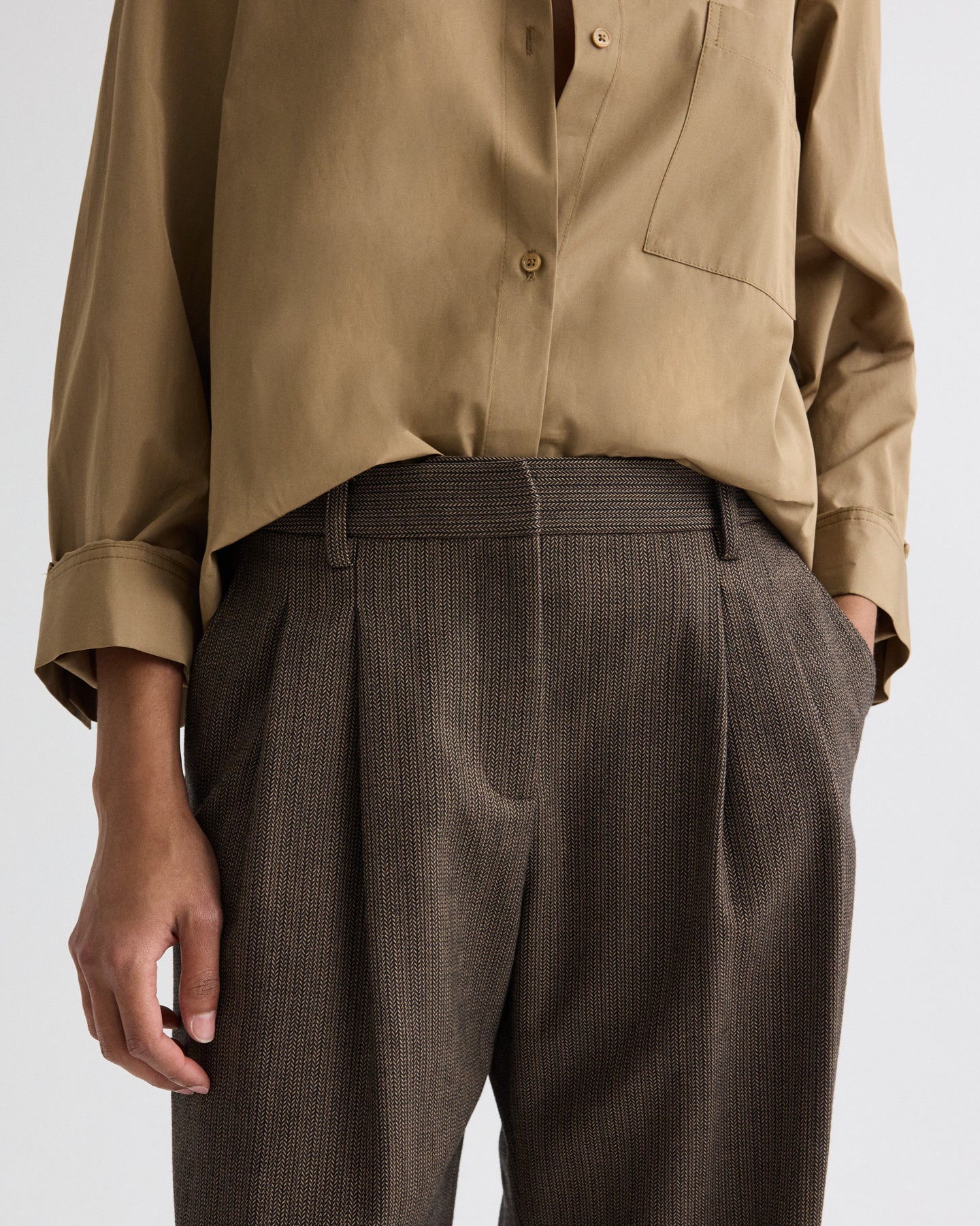 TWP Taupe Sulli Pant in Stretch Wool view 2