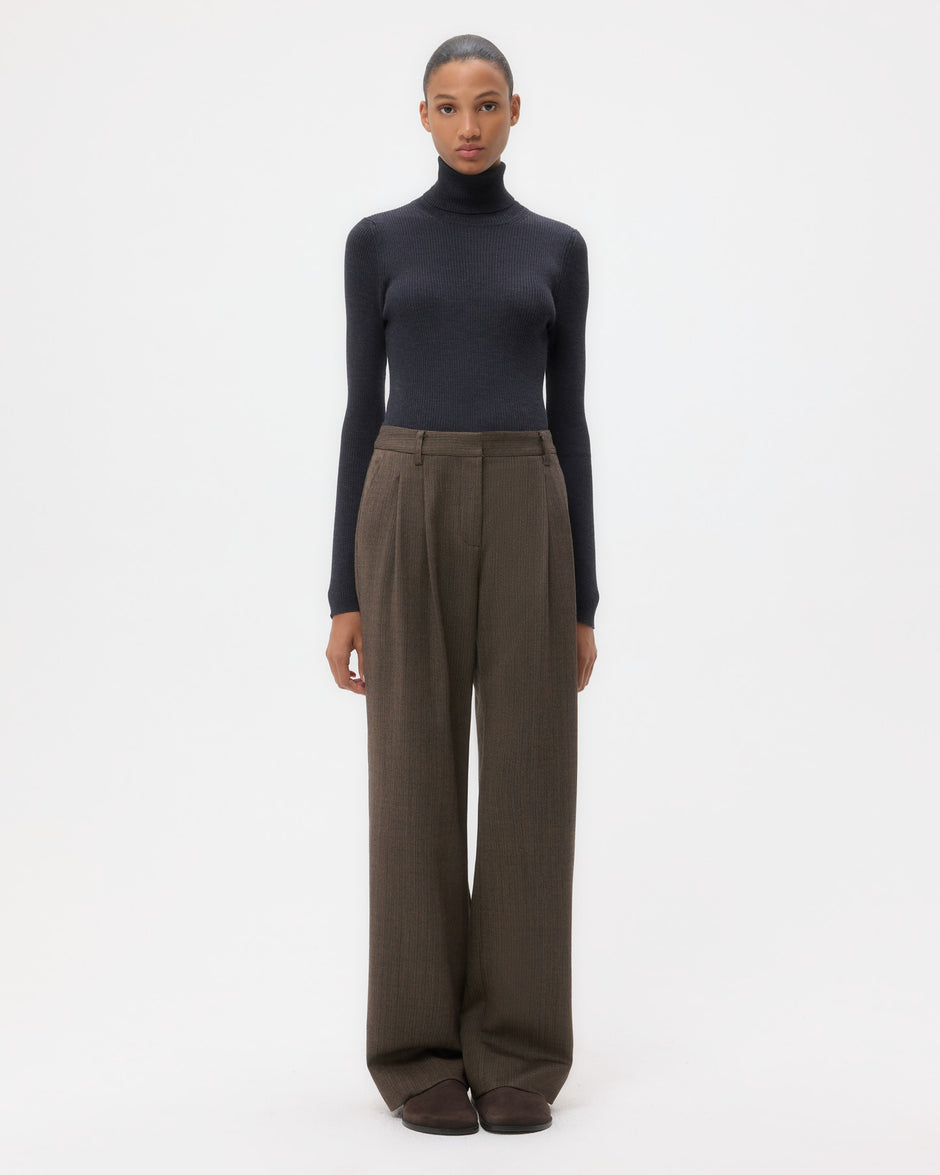 TWP Taupe Sulli Pant in Stretch Wool view 6