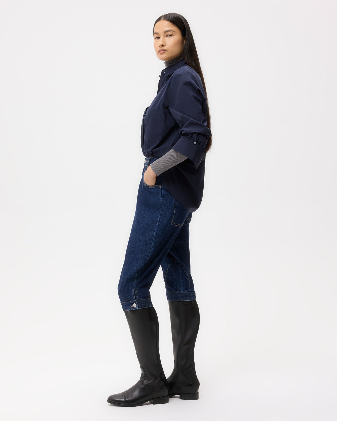 TWP Dark stone Jodhpur in Denim view 4
