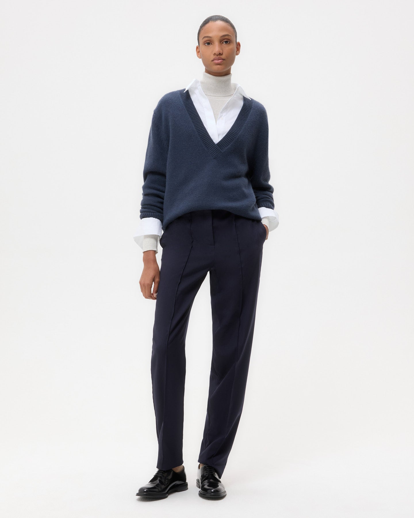 TWP Midnight Harrison Pant in Stretch Wool view 1