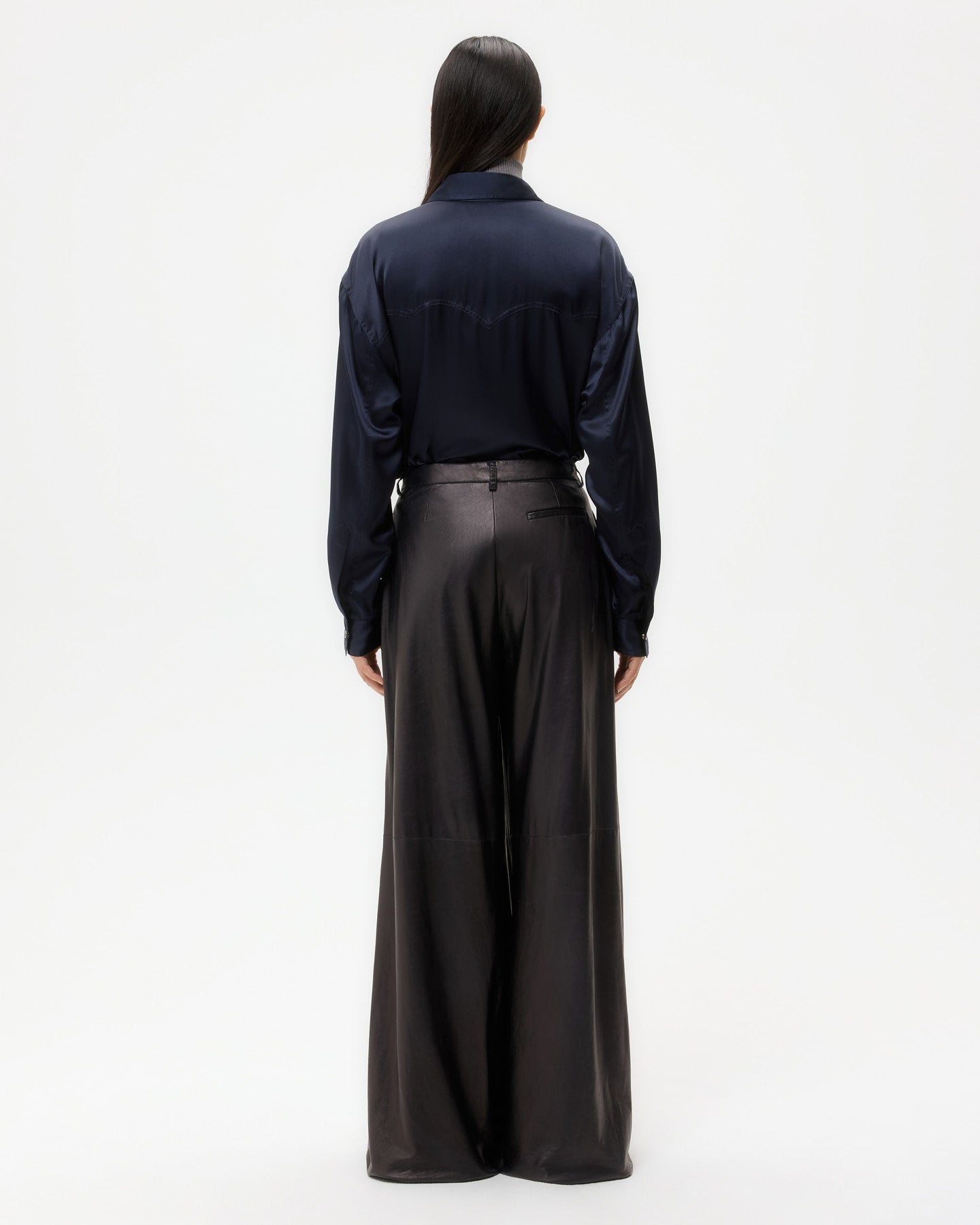 Dark midnight Avery Pant in Leather | TWP