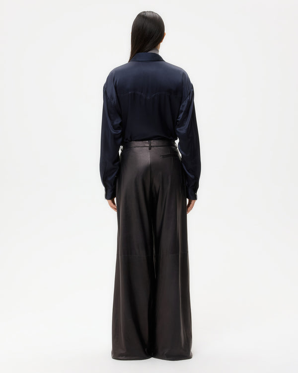 TWP Dark midnight Avery Pant in Leather view 5