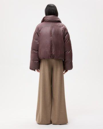 TWP Red red wine Puffer Raglan Jacket in Leather view 5