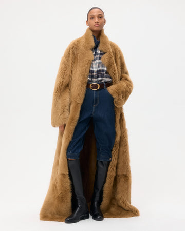 TWP Toasted coconut Long Aspen Jacket in Shearling view 4