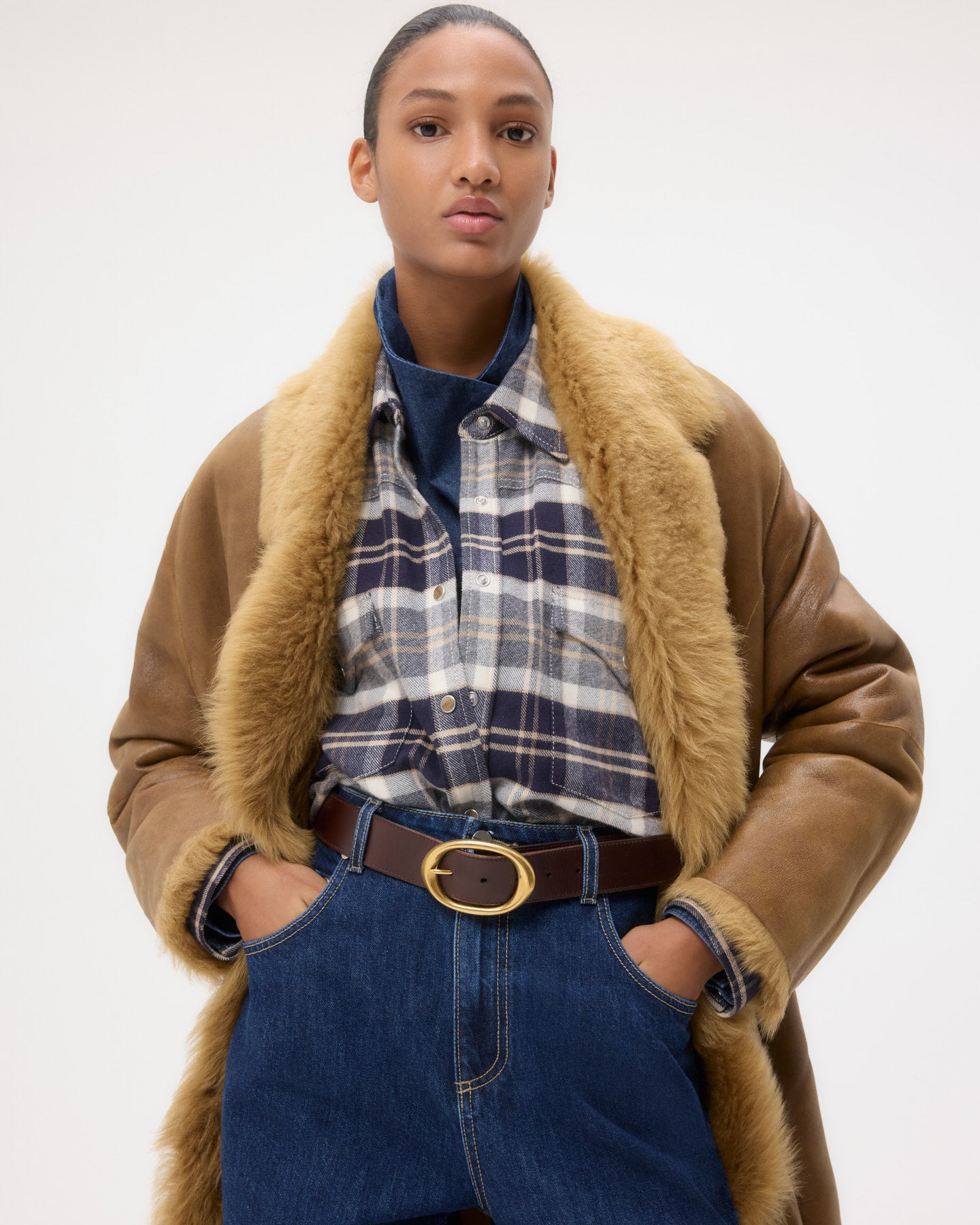 TWP Toasted coconut Long Aspen Jacket in Shearling view 6