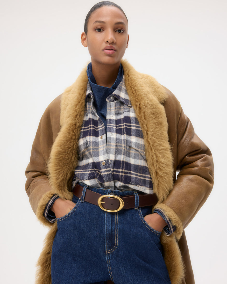 TWP Toasted coconut Long Aspen Jacket in Shearling view 6