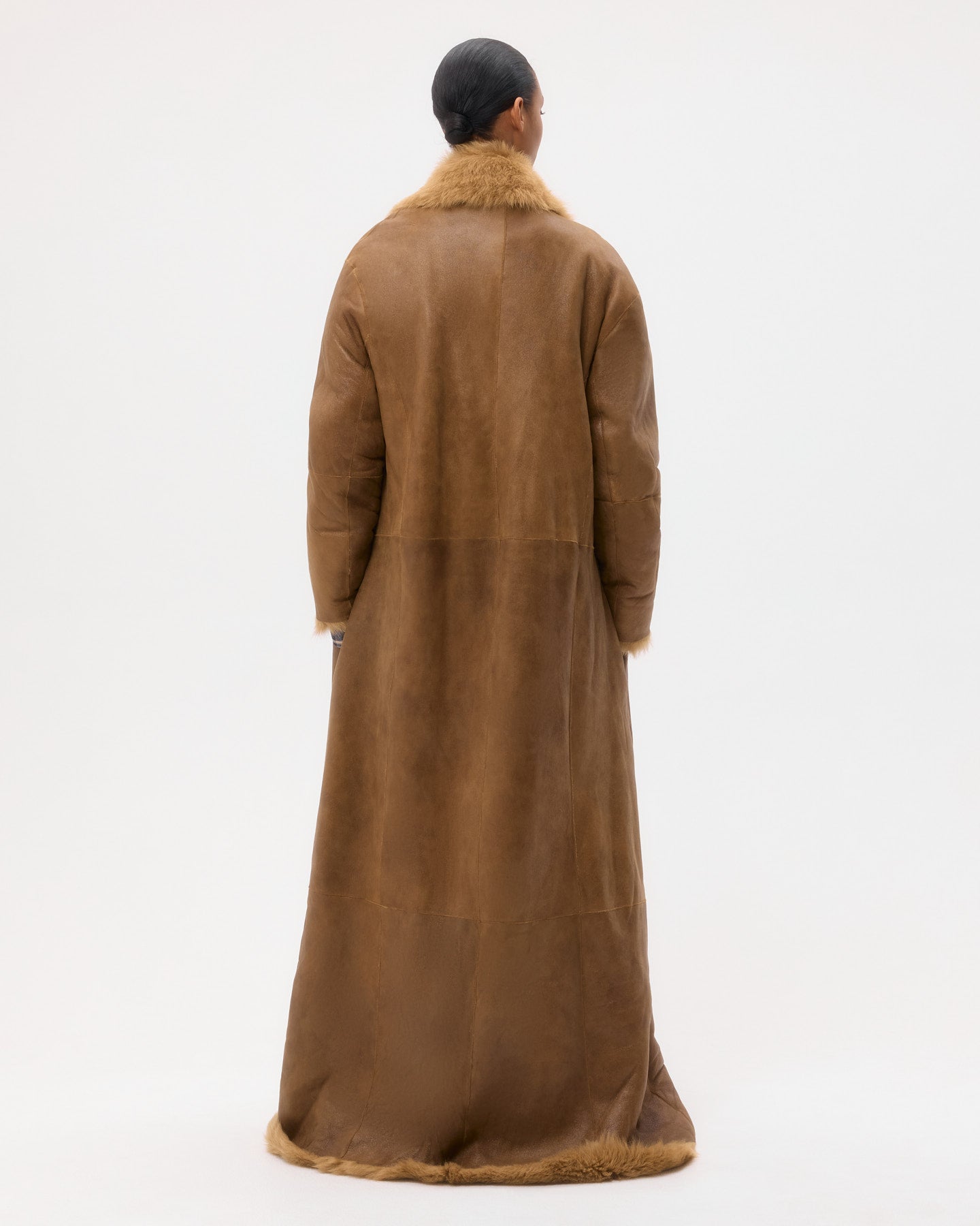 TWP Toasted coconut Long Aspen Jacket in Shearling view 7