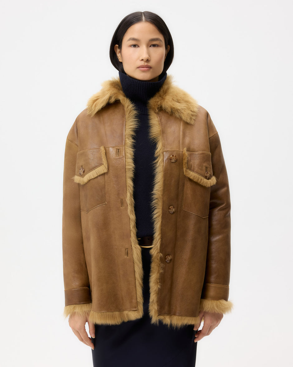 TWP Toasted coconut Aspen Jacket in Shearling view 1