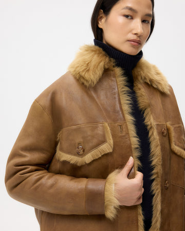 TWP Toasted coconut Aspen Jacket in Shearling view 2