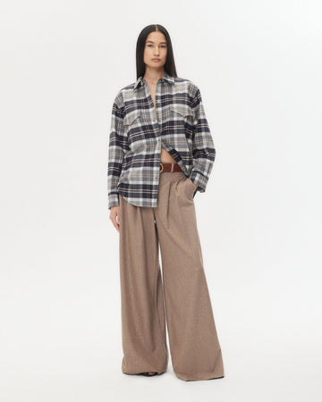 TWP Midnight/bone/tobacco Dutton Shirt in Cotton Flannel view 4