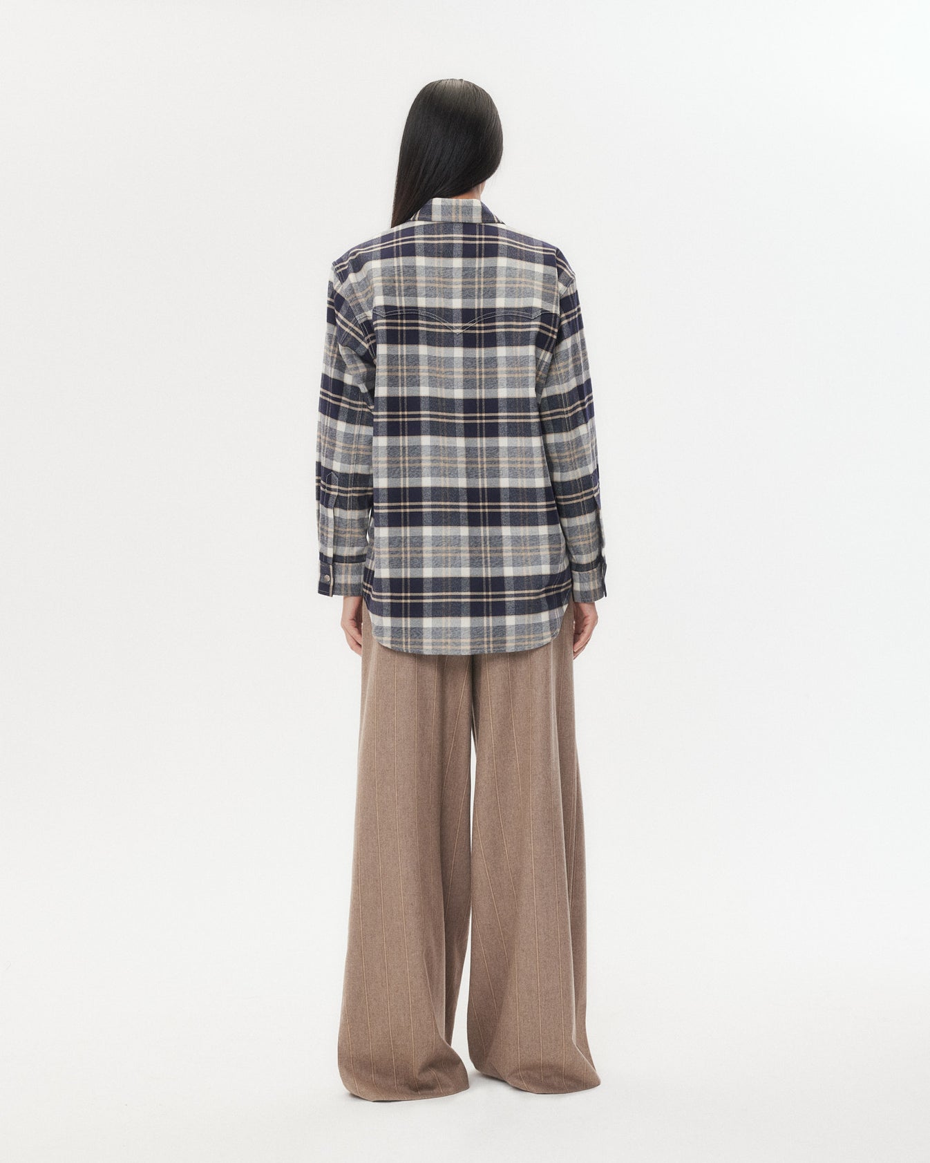 TWP Midnight/bone/tobacco Dutton Shirt in Cotton Flannel view 7