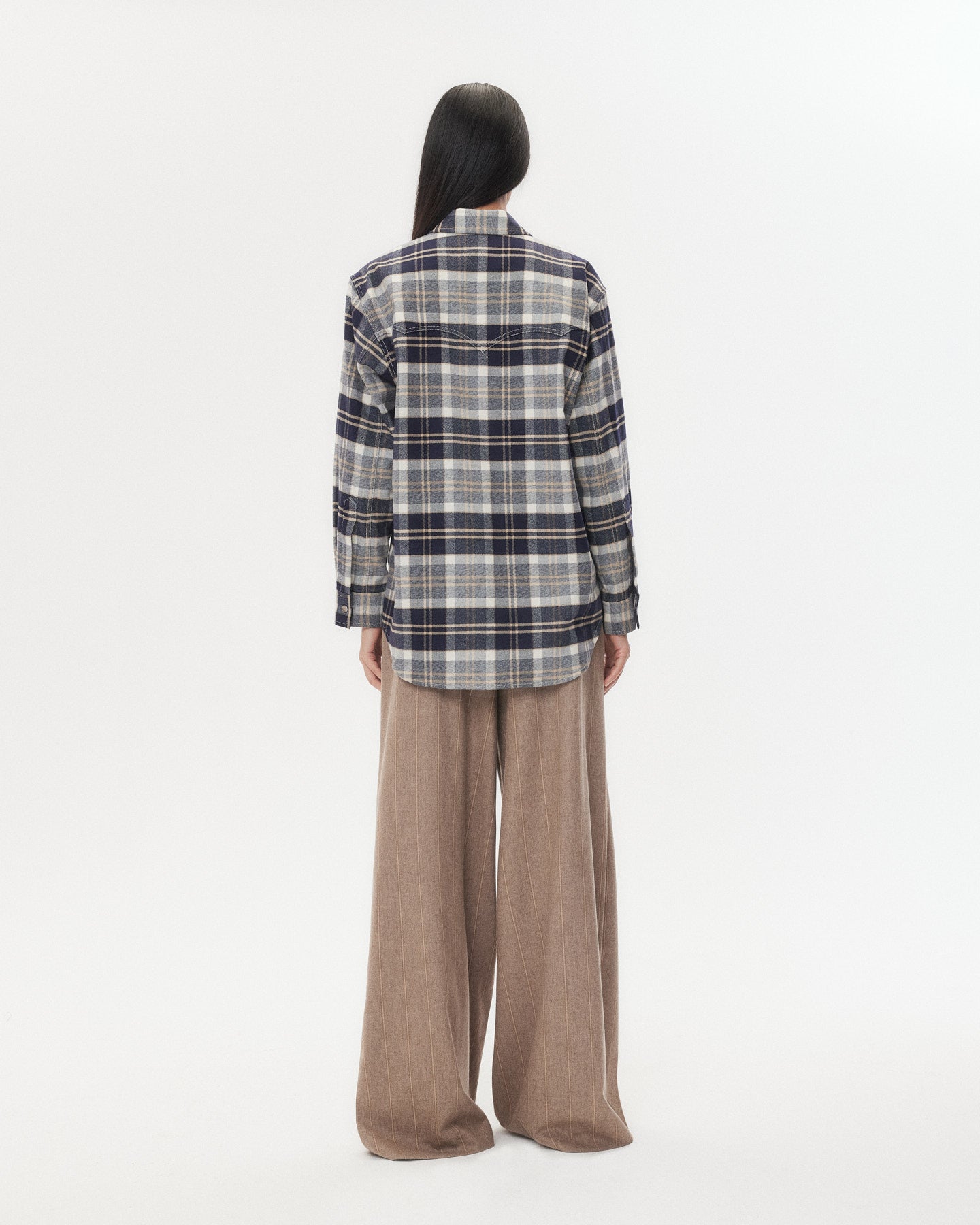 TWP Midnight/bone/tobacco Dutton Shirt in Cotton Flannel view 7