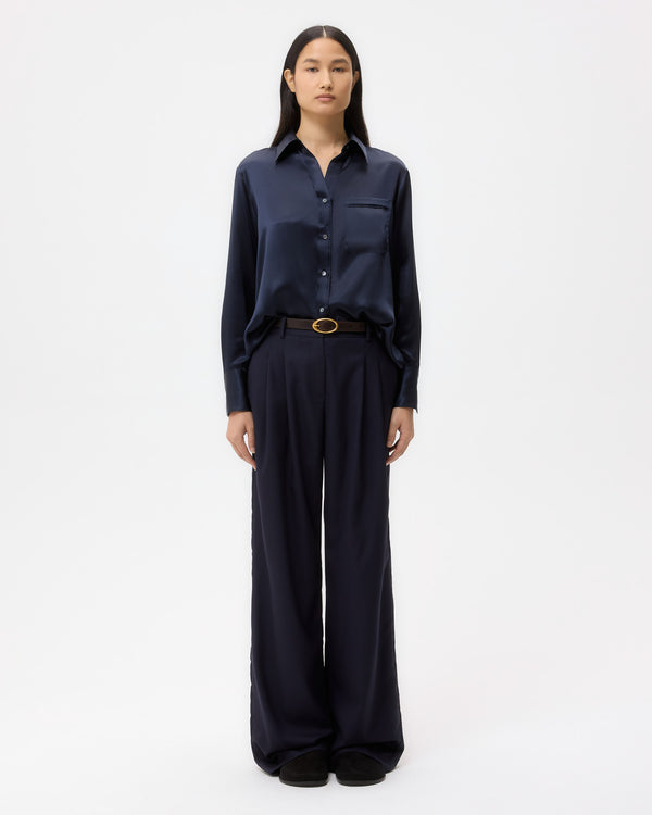 TWP Midnight Joey Shirt in Silk Charmeuse view 6