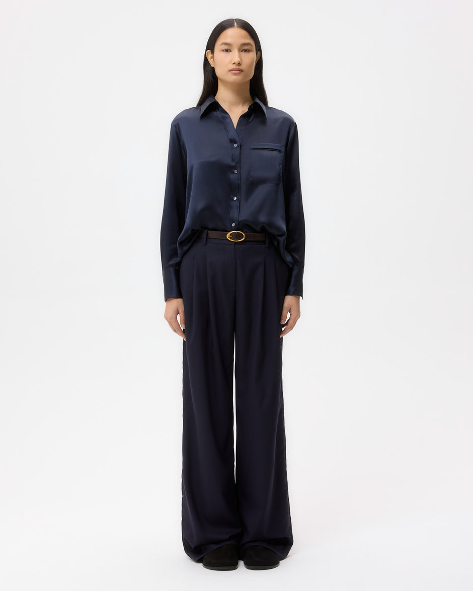 TWP Midnight Joey Shirt in Silk Charmeuse view 6