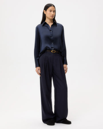 TWP Midnight Joey Shirt in Silk Charmeuse view 3
