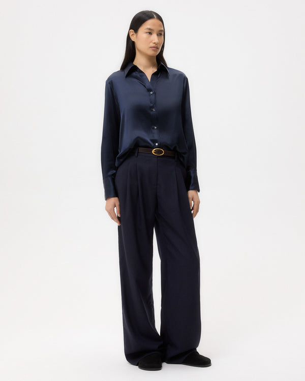 TWP Midnight Joey Shirt in Silk Charmeuse view 3