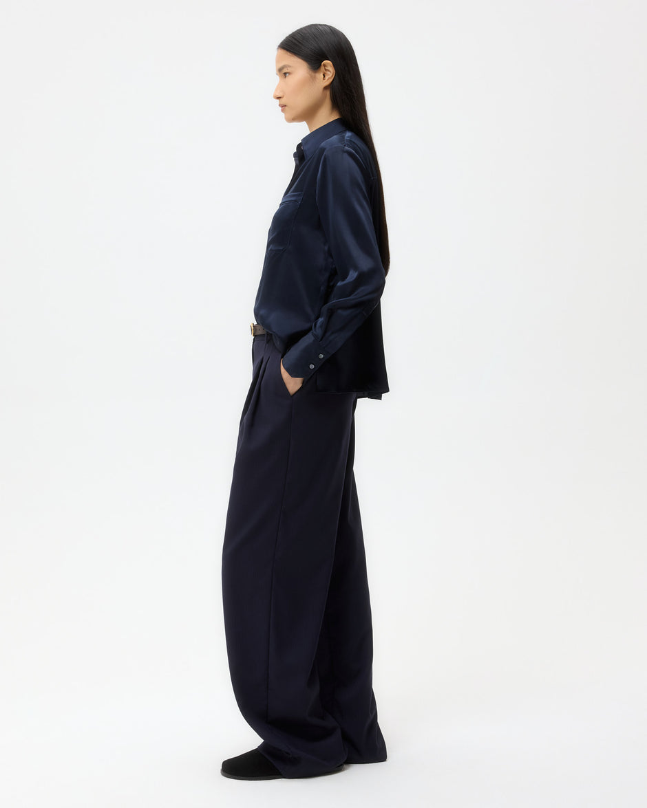 TWP Midnight Joey Shirt in Silk Charmeuse view 4