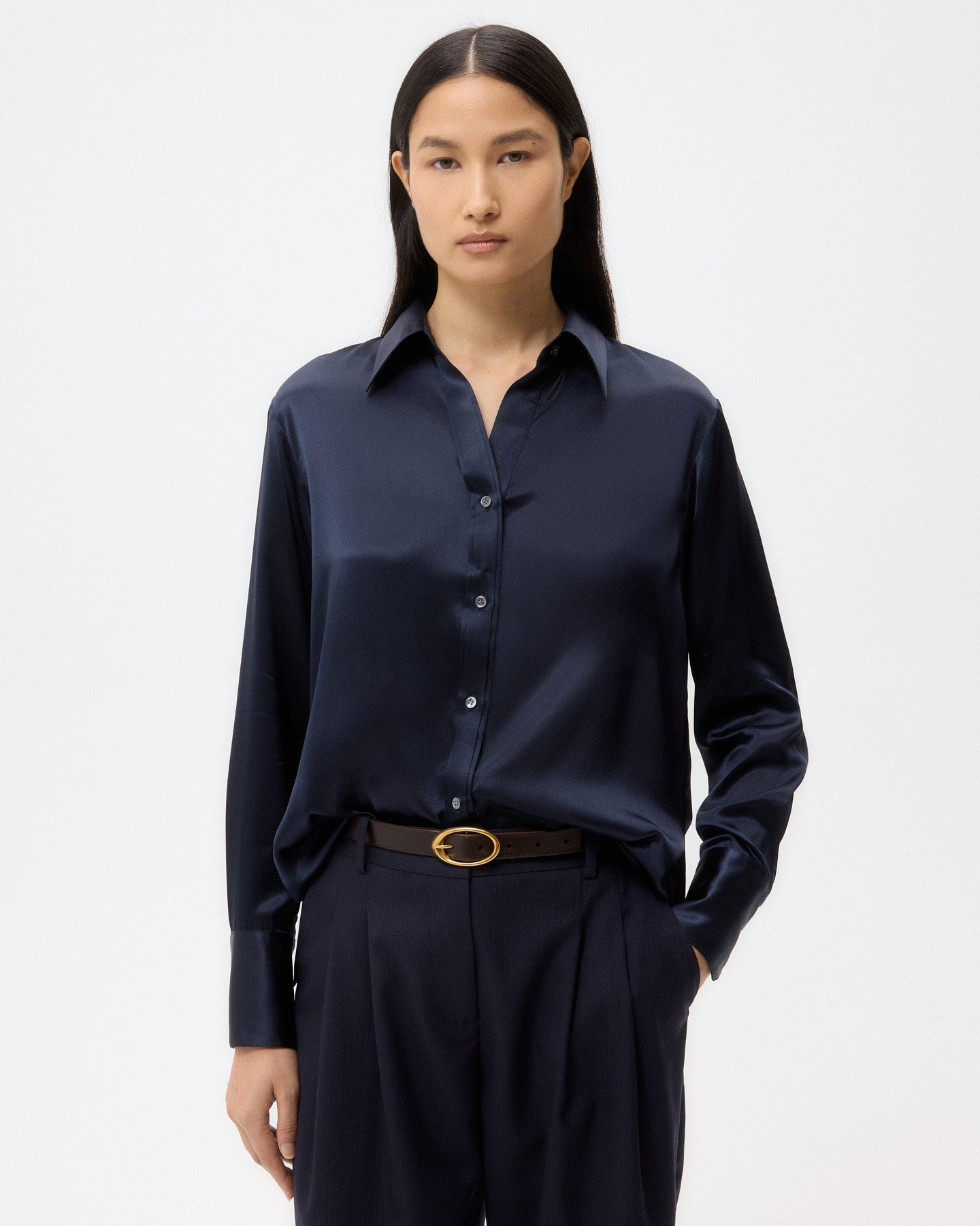 TWP Midnight Joey Shirt in Silk Charmeuse view 2