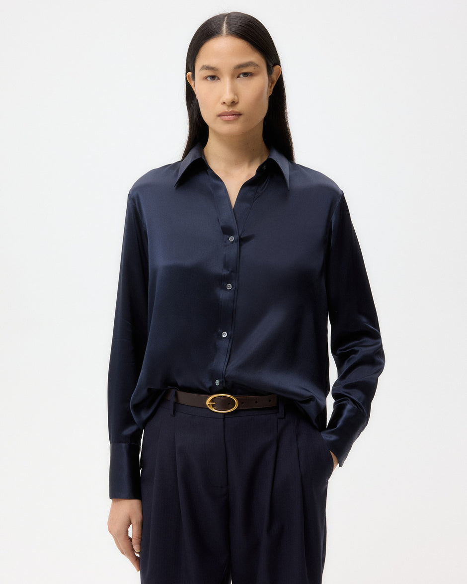 TWP Midnight Joey Shirt in Silk Charmeuse view 1