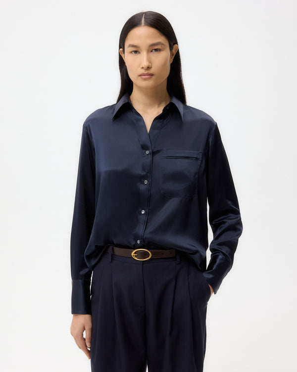 TWP Midnight Joey Shirt in Silk Charmeuse view 1