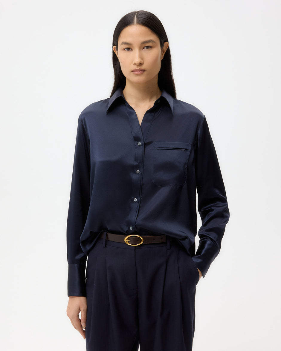 TWP Midnight Joey Shirt in Silk Charmeuse view 1
