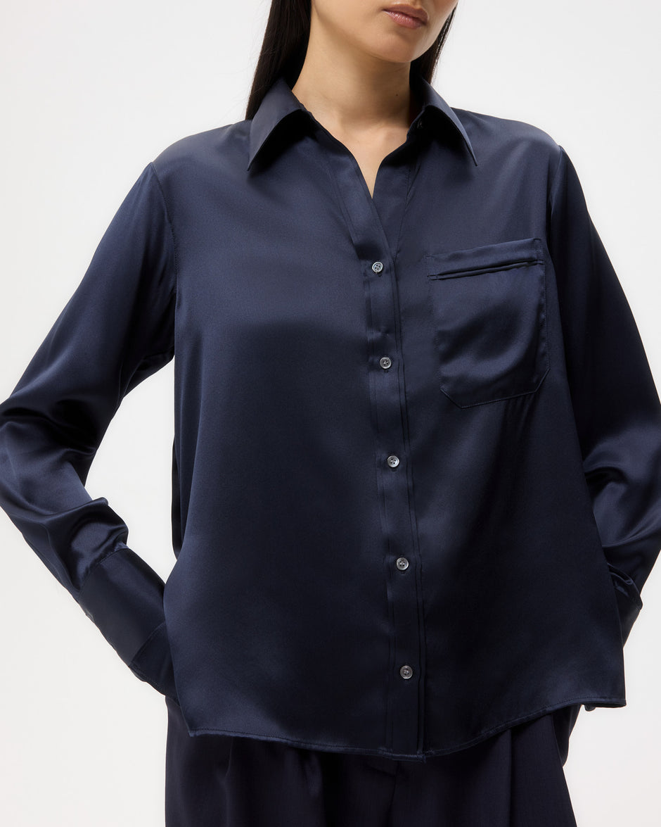 TWP Midnight Joey Shirt in Silk Charmeuse view 2