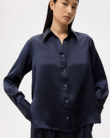 TWP Midnight Joey Shirt in Silk Charmeuse view 2