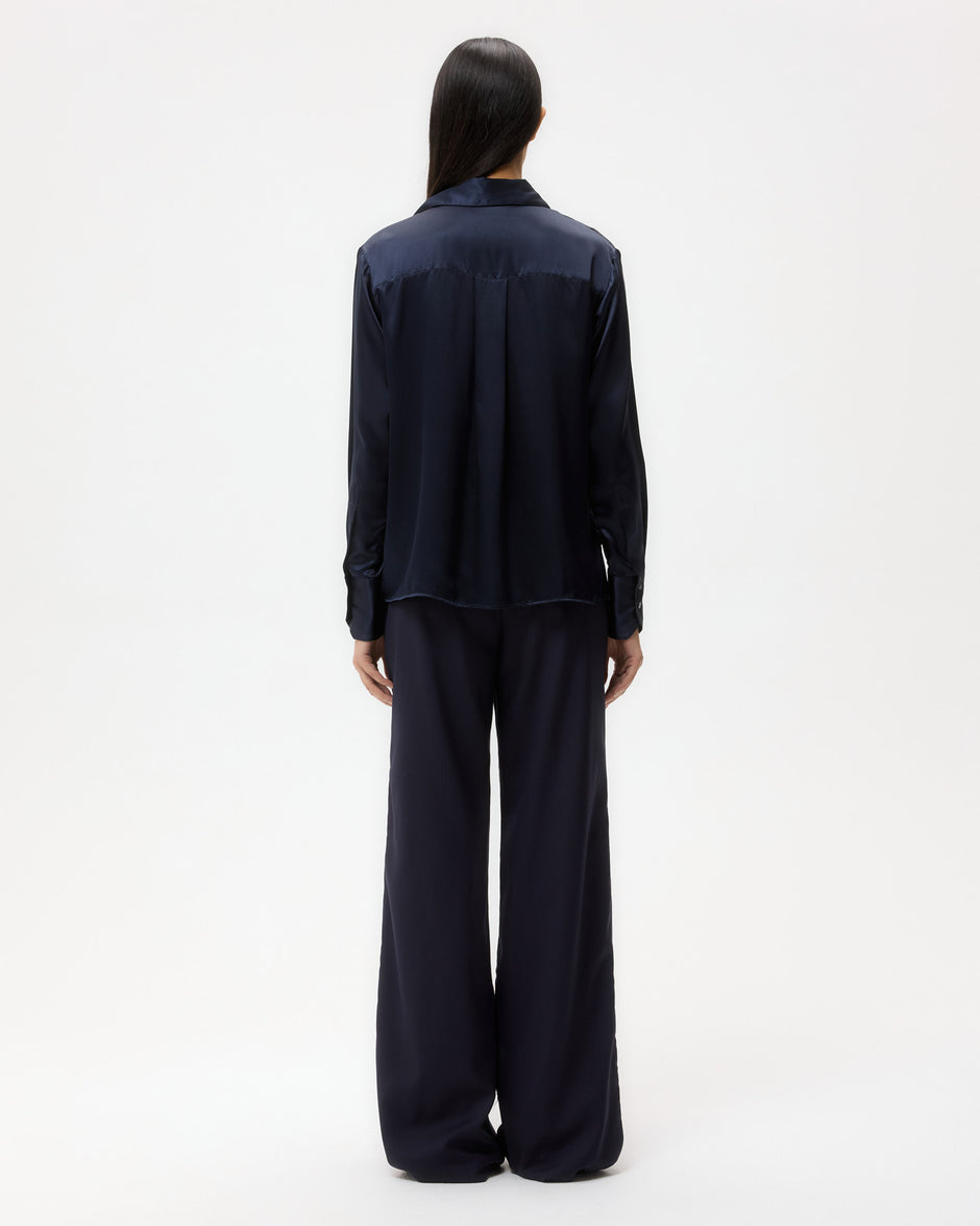 TWP Midnight Joey Shirt in Silk Charmeuse view 5