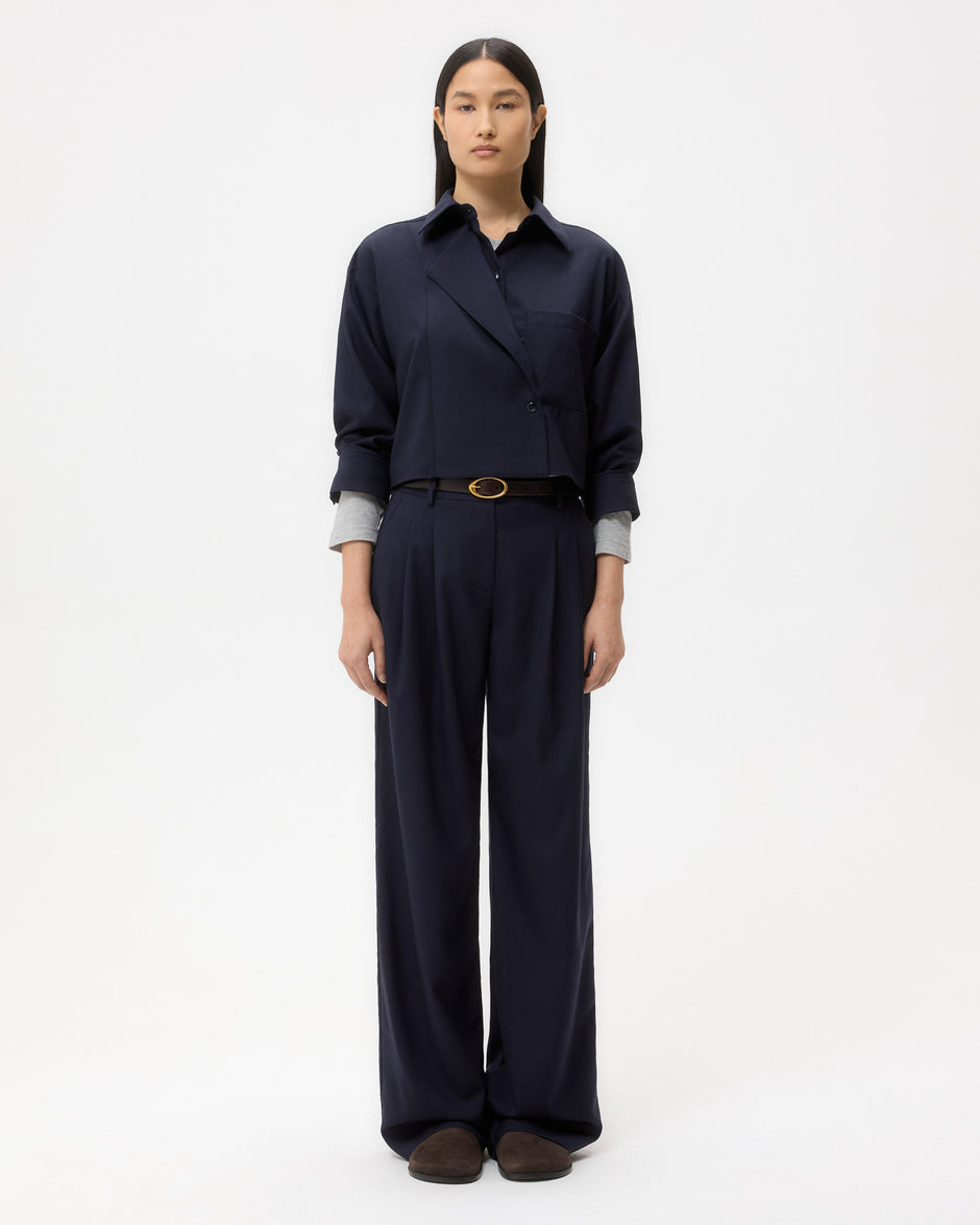 TWP Midnight Next Chapter Shirt in Micro Herringbone Suiting view 6
