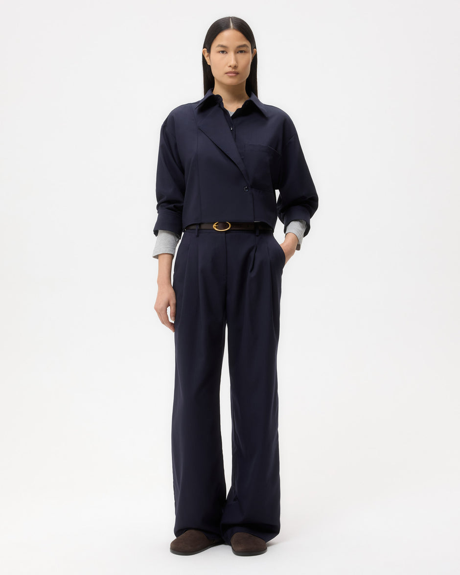 TWP Midnight Next Chapter Shirt in Micro Herringbone Suiting view 3