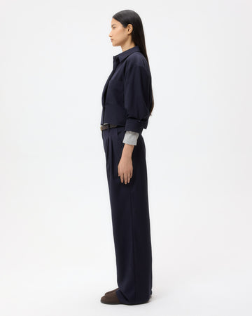 TWP Midnight Next Chapter Shirt in Micro Herringbone Suiting view 4
