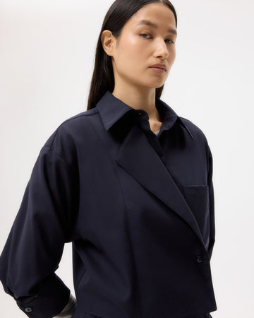 TWP Midnight Next Chapter Shirt in Micro Herringbone Suiting view 1