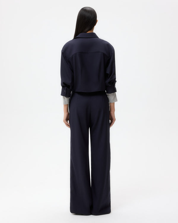 TWP Midnight Next Chapter Shirt in Micro Herringbone Suiting view 5