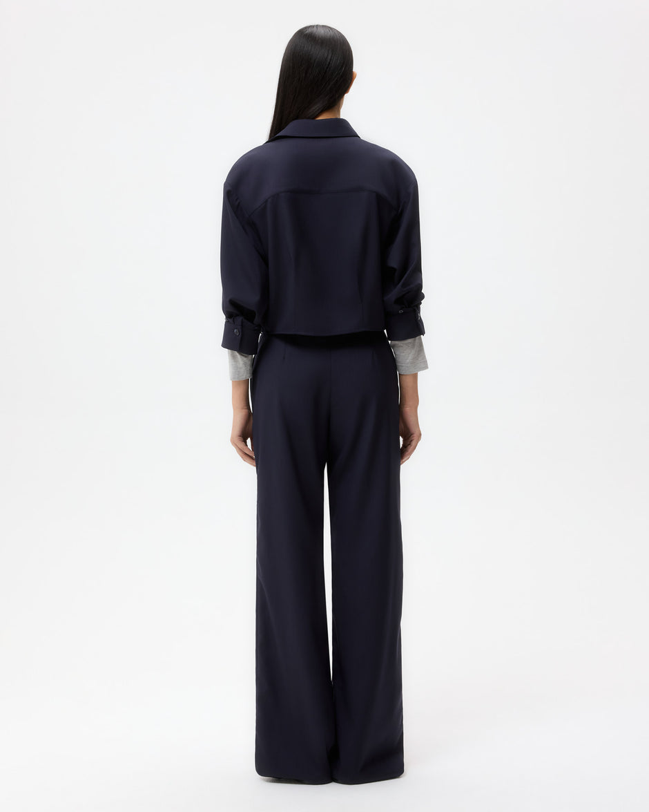TWP Midnight Next Chapter Shirt in Micro Herringbone Suiting view 5