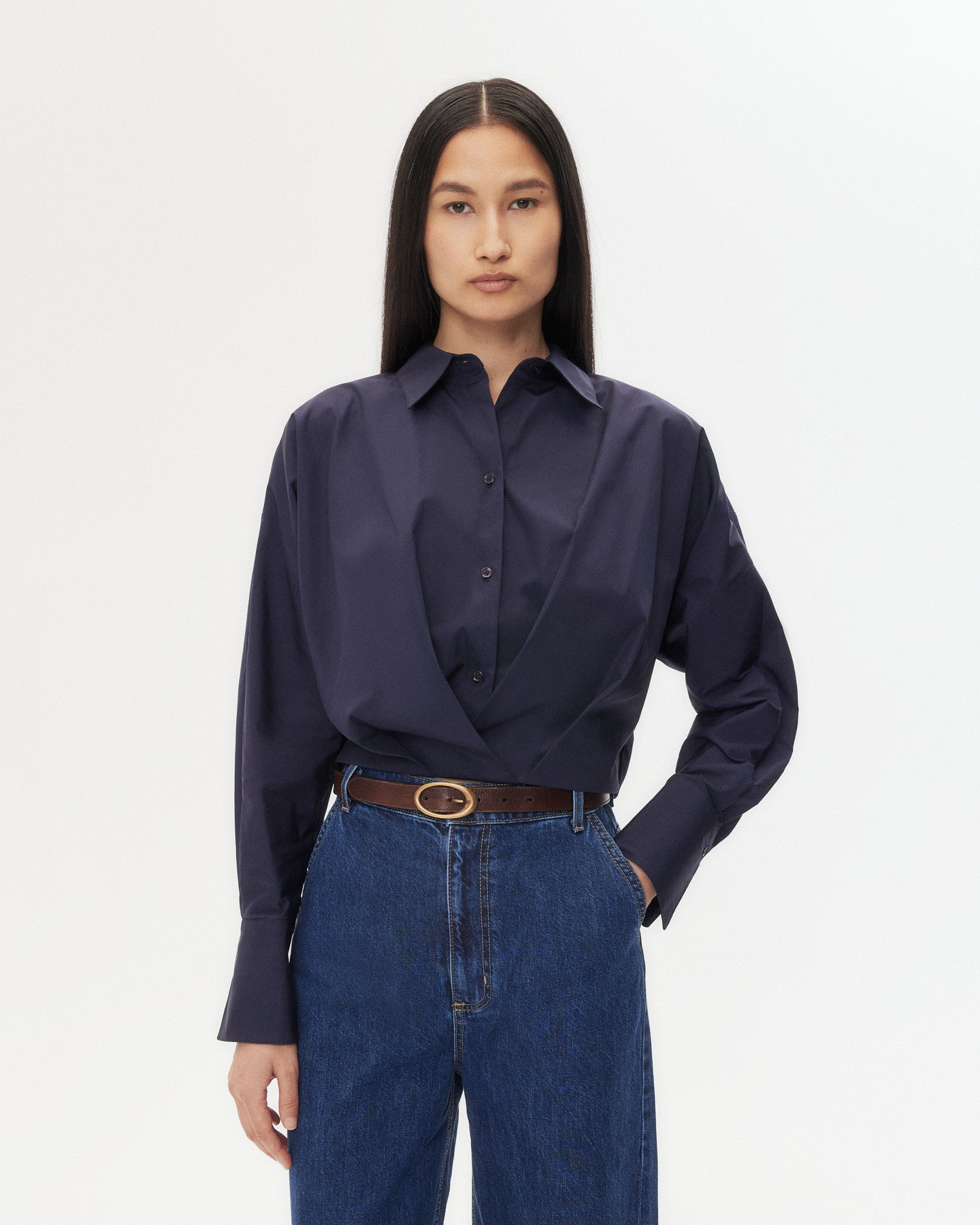TWP Midnight Taken Top in Super Compact Poplin view 2