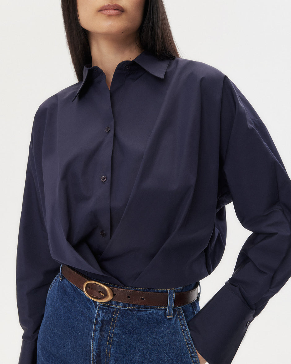 TWP Midnight Taken Top in Super Compact Poplin view 1