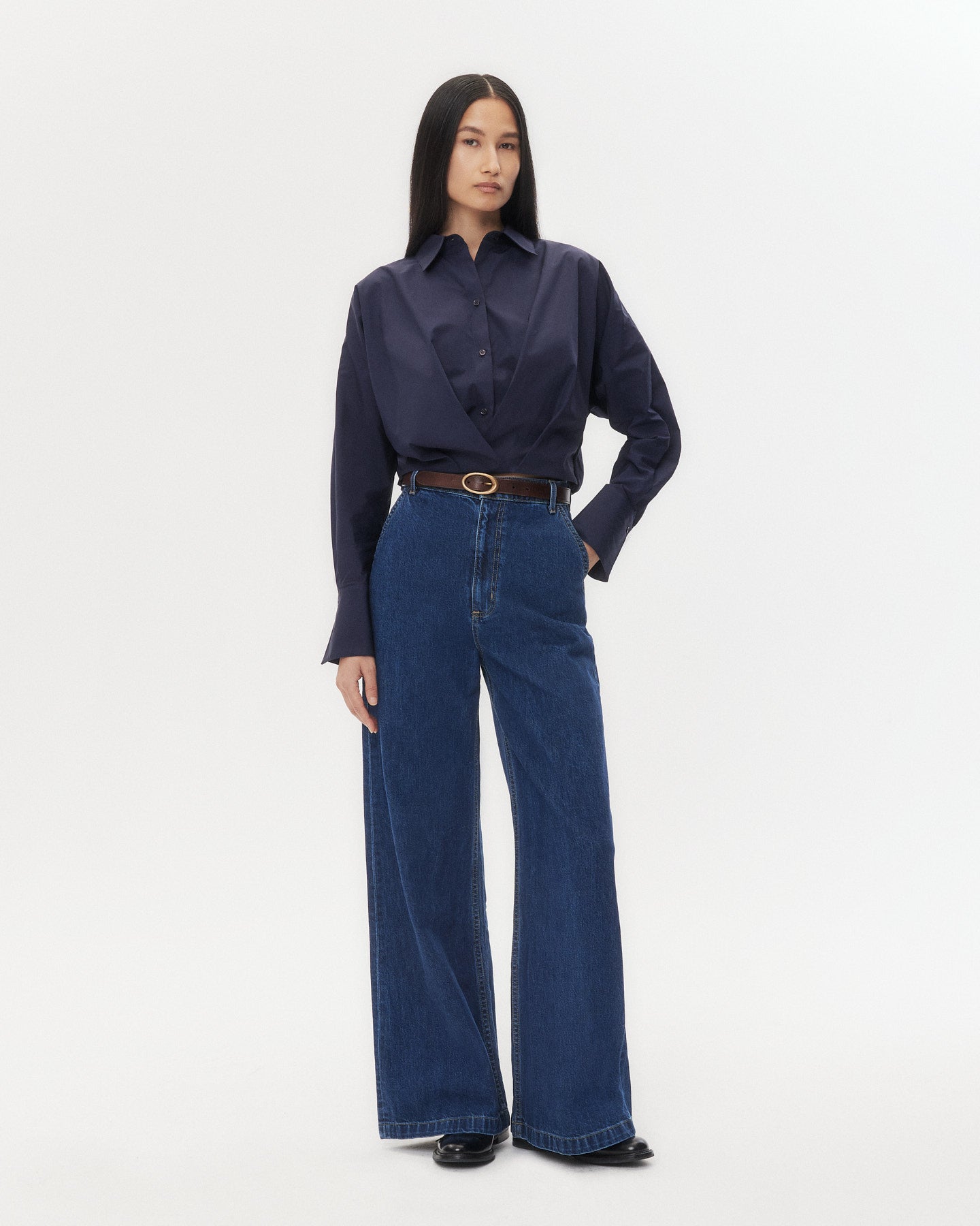 TWP Midnight Taken Top in Super Compact Poplin view 3