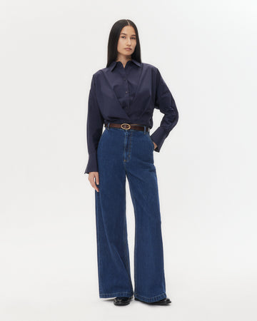 TWP Midnight Taken Top in Super Compact Poplin view 3