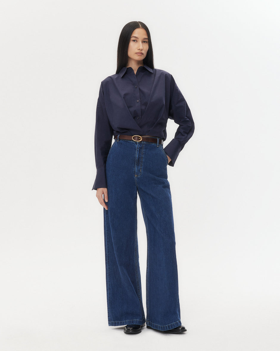 TWP Midnight Taken Top in Super Compact Poplin view 3