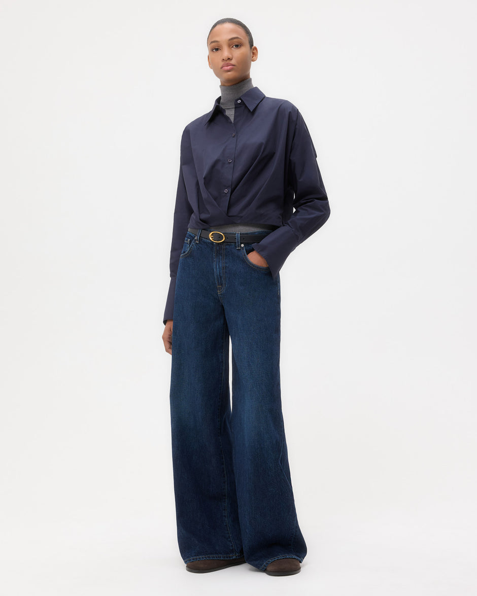 TWP Midnight Taken Top in Super Compact Poplin view 3