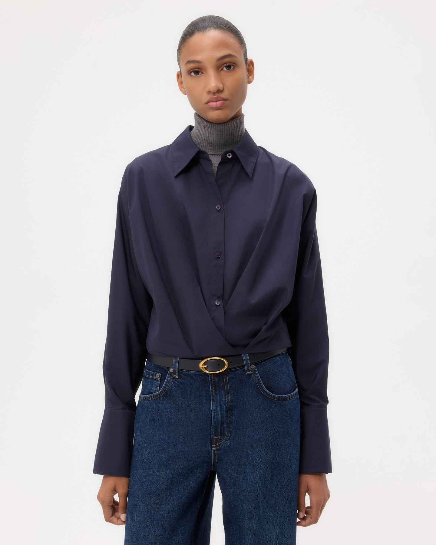 TWP Midnight Taken Top in Super Compact Poplin view 1
