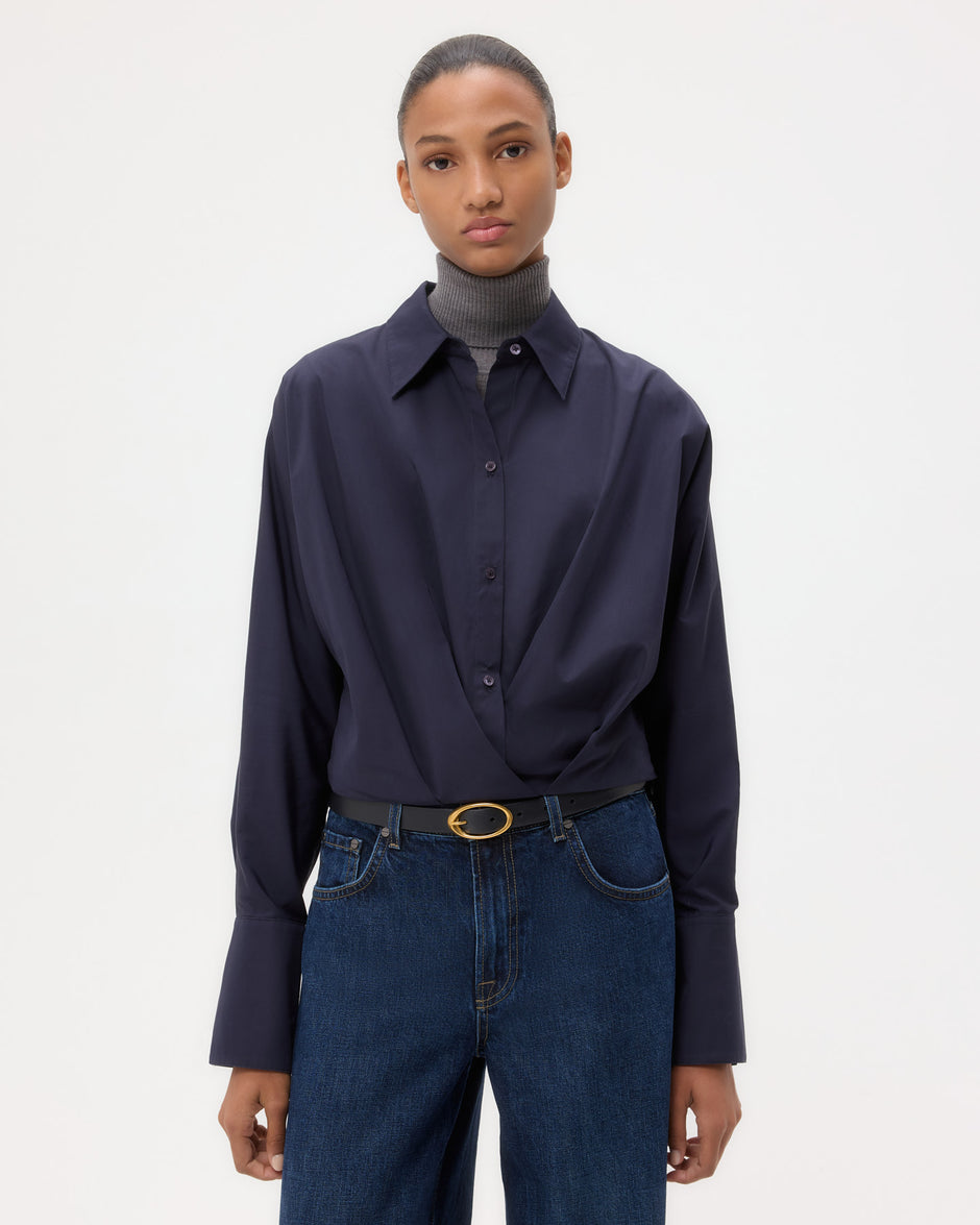 TWP Midnight Taken Top in Super Compact Poplin view 1