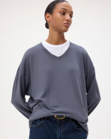 TWP Castle rock Ls High V Shirt in Jersey view 2