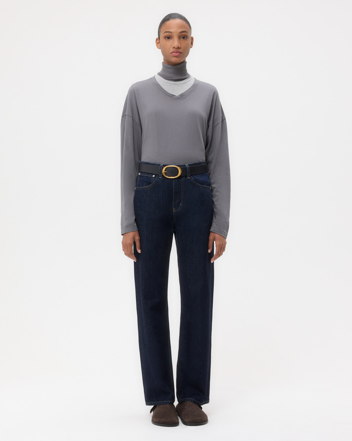 TWP Charcoal Ls High V Shirt in Jersey view 6