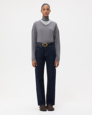 TWP Charcoal Ls High V Shirt in Jersey view 6