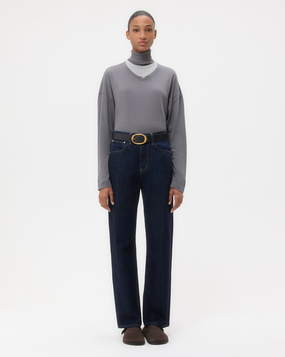 TWP Charcoal Ls High V Shirt in Jersey view 6